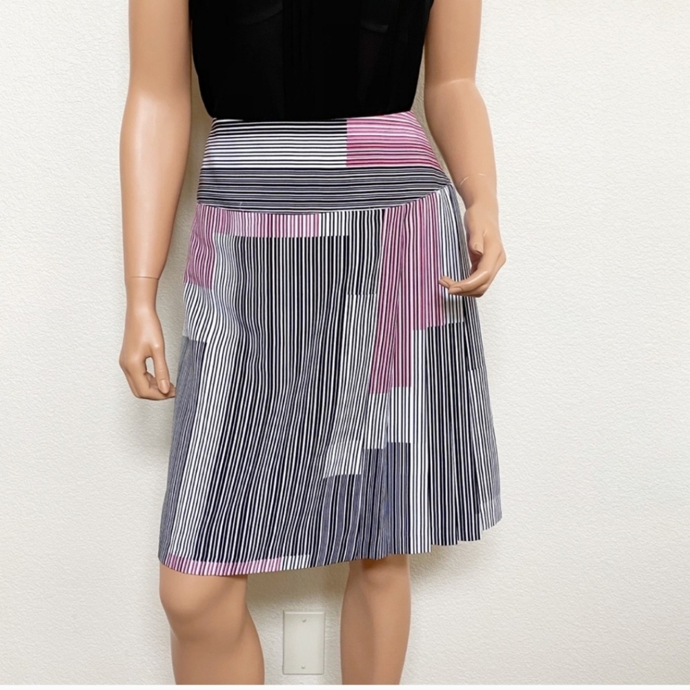 Worthington Striped Pleated Midi Skirt size 12
